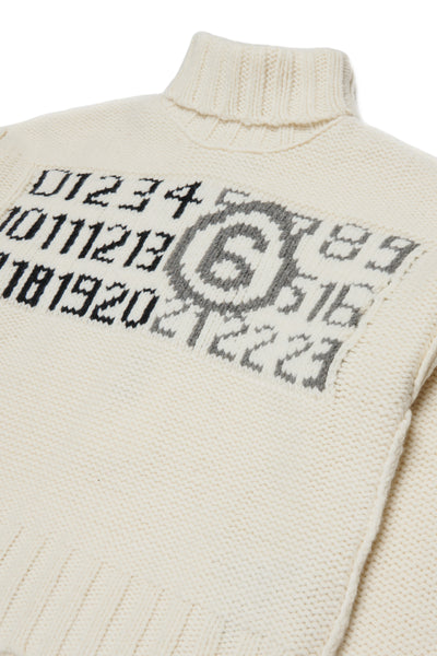 Maglia panna collo alto con logo per bambini MM6 Maison Margiela M61048 M6101 