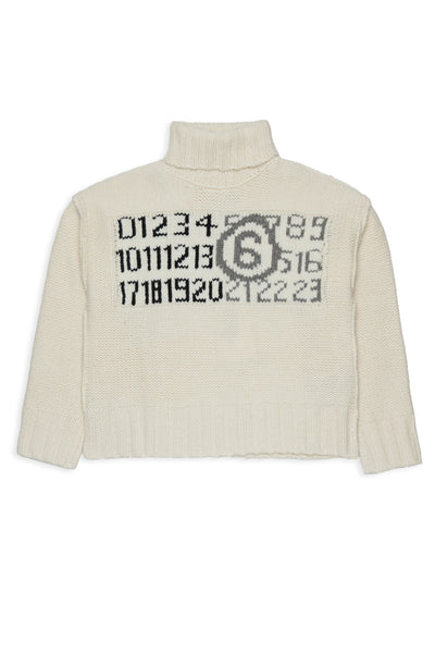 Maglia panna collo alto con logo per bambini MM6 Maison Margiela M61048 M6101 