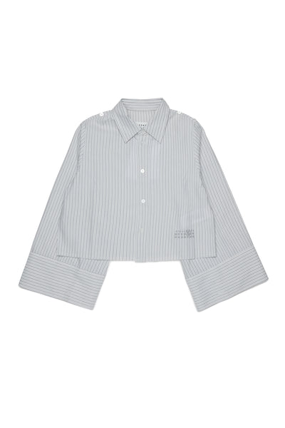 Camicia cropped a righe con logo per bambina MM6 Maison Margiela M61094 M6913 