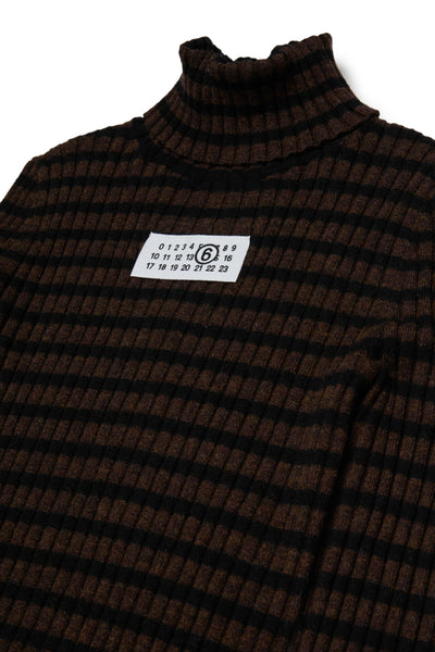 Abito marrone a righe con logo per bambina MM6 Maison Margiela M61107 M6715 