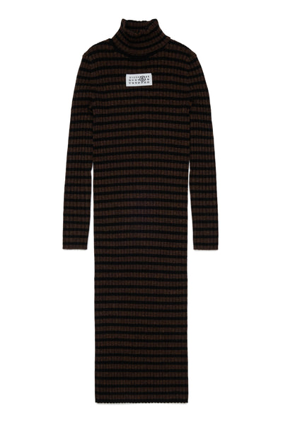 Abito marrone a righe con logo per bambina MM6 Maison Margiela M61107 M6715 