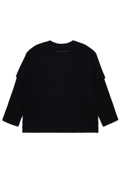 T-shirt nera con logo per bambino MM6 Maison Margiela M61132 M6900 