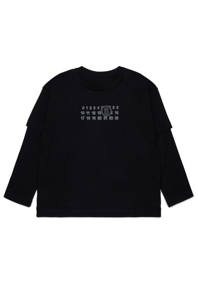T-shirt nera con logo per bambino MM6 Maison Margiela M61132 M6900 