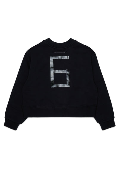 Felpa nera con logo per bambini MM6 Maison Margiela M61133 M6900 