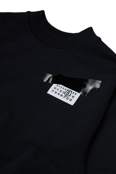 Felpa nera con logo per bambini MM6 Maison Margiela M61133 M6900 