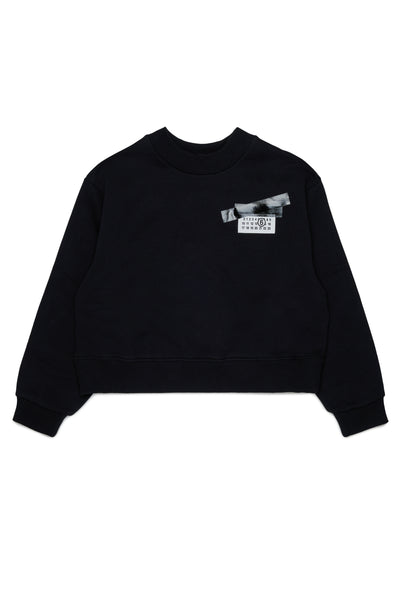 Felpa nera con logo per bambini MM6 Maison Margiela M61133 M6900 