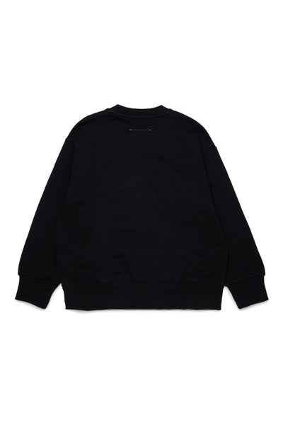 Felpa nera con logo per bambini MM6 Maison Margiela M61161 M6900 