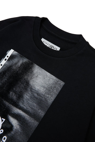 Felpa nera con logo per bambini MM6 Maison Margiela M61161 M6900 