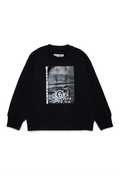 Felpa nera con logo per bambini MM6 Maison Margiela M61161 M6900 