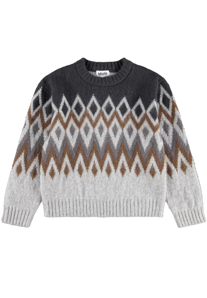 Maglia grigia e marrone per bambno Molo BAES NORDIC 9929 