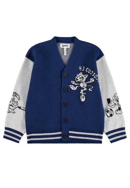 Cardigan blu e bianco per bambino Molo BERTEL 9757 