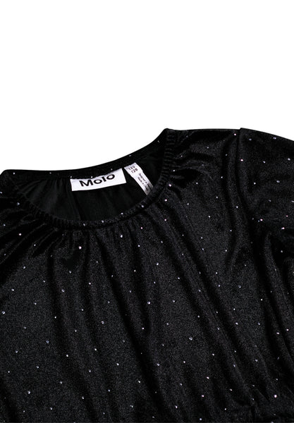 Abito in velluto nero con strass per bambina Molo CAROLYN 5841 