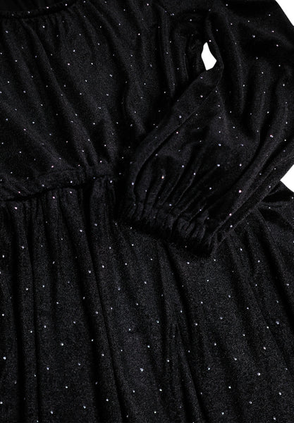 Abito in velluto nero con strass per bambina Molo CAROLYN 5841 