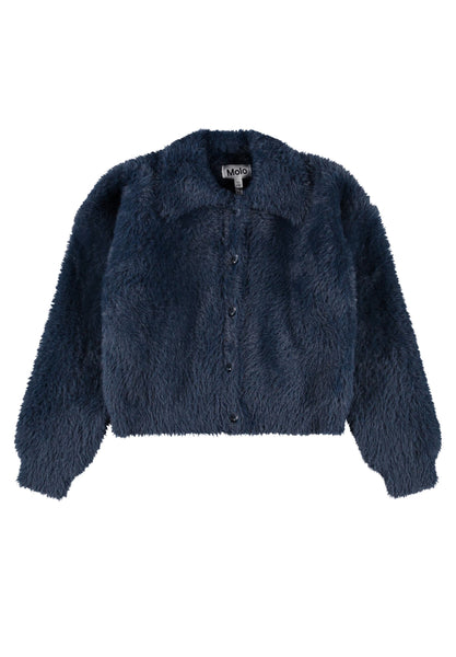 Cardigan blu notte in ecopelliccia per bambina Molo GWEN 2292 