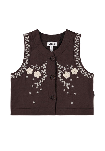 Gilet marrone con ricami pr bambina Molo HEATHER 5993 
