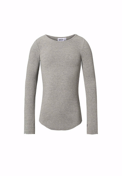 T-shirt grigia a costine per bambina Molo ROCHELLE 1046 