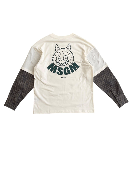 T-shirt crema con logo per bambino Msgm F6MSJBTH288 013 