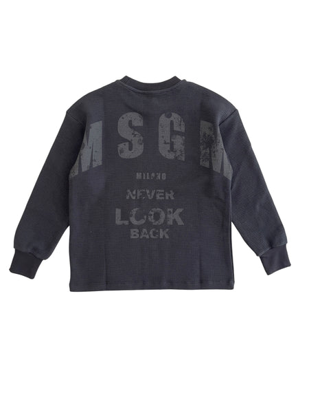 T-shirt a nido d'ape nera con logo per bambino Msgm F6MSJBTH320 110 