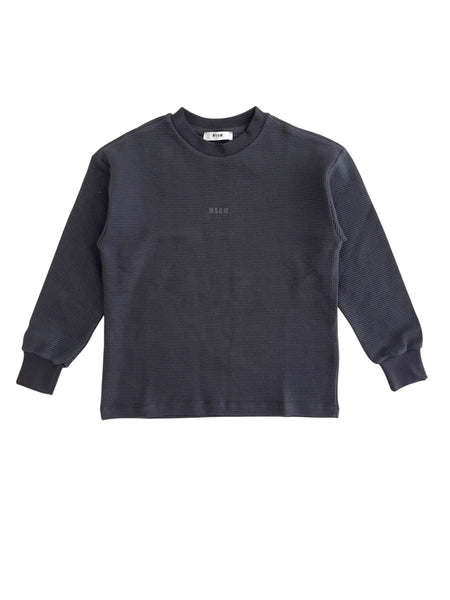 T-shirt a nido d'ape nera con logo per bambino Msgm F6MSJBTH320 110 
