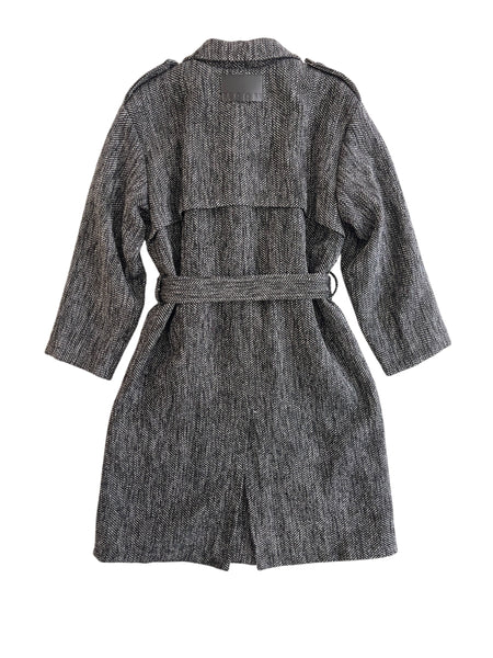 Cappotto lungo spigato grigio scuro e nero per bambina Msgm F6MSJGCO168 102 