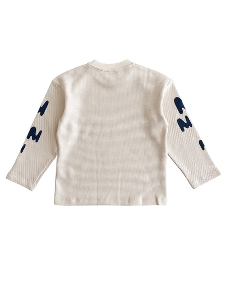 T-shirt a nido d'ape crema con logo per bambini Msgm F6MSJGTH151 013 