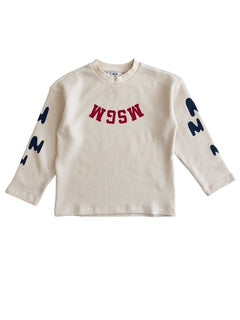 T-shirt a nido d'ape crema con logo per bambini Msgm F6MSJGTH151 013 