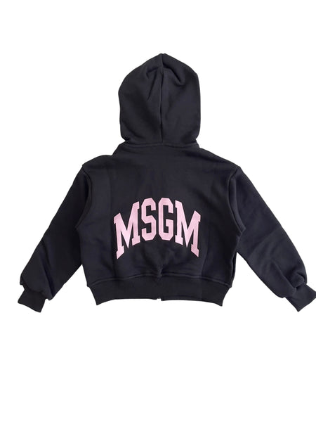 Felpa aperta nera con logo per bambina Msgm F6MSJGZH032 110 