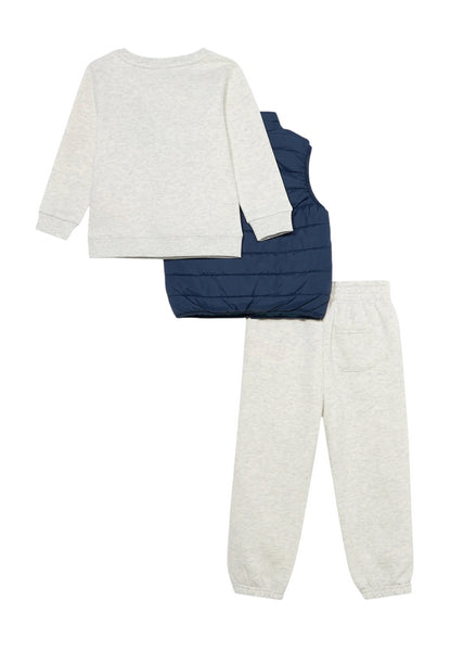 Completo in felpa grgio con piumino smanicato blu per neonato New Balance IS62D8YZI ASH 