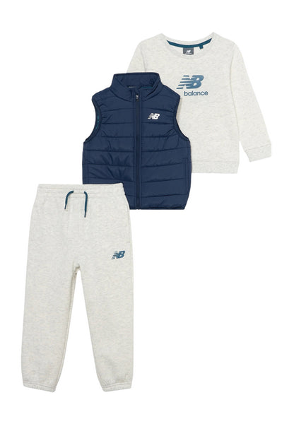 Completo in felpa grgio con piumino smanicato blu per neonato New Balance IS62D8YZI ASH 