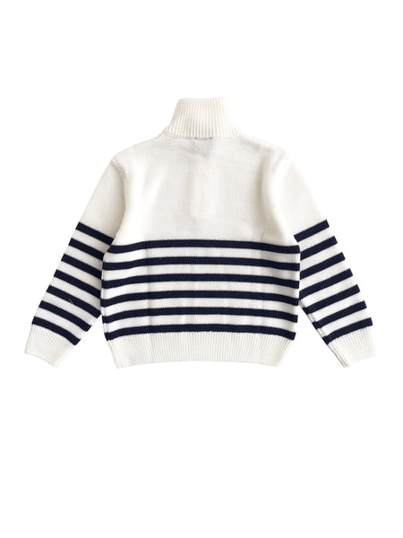 Maglia panna con motivo a righe blu per bambino Paul & Shark WUW006LHE88 10057 