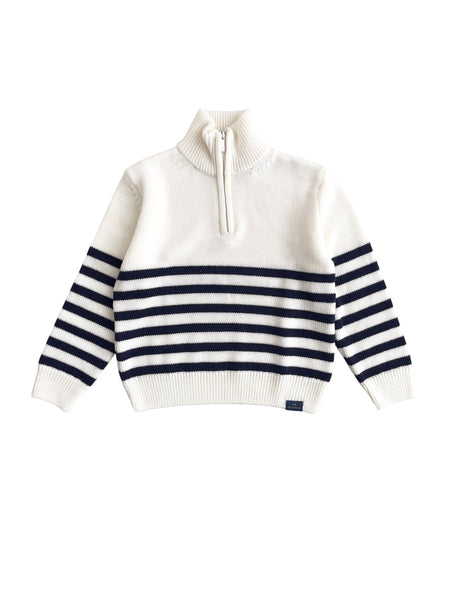 Maglia panna con motivo a righe blu per bambino Paul & Shark WUW006LHE88 10057 