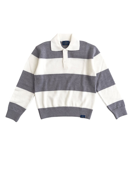 Polo in maglia a righe panna e grigio per bambino Paul & Shark WUW007LHE88 81156 