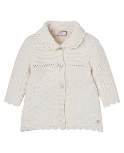 Cappotto panna con orletti all over per neonati PAZ RODRIGUEZ 114026 60 
