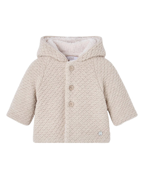 Cappotto con cappuccio e teddy interno nocciola per nonati PAZ RODRIGUEZ 114085 59 