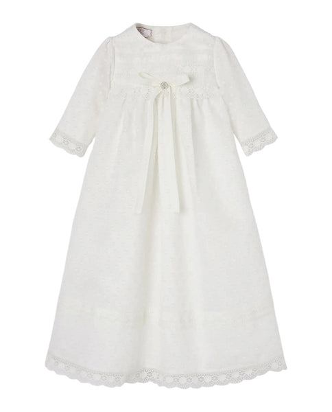 Set abito + cappello total white con ricami allover per neonata PAZ RODRIGUEZ 154020 60 