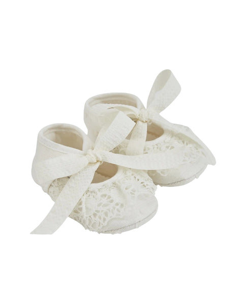 Scarpa ballerina primi passi con ricami bianca per neonata PAZ RODRIGUEZ 154025 60 