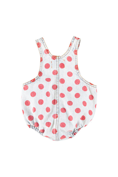 Salopette in denim a pois rossi per neonata Piupiuchick AW26.BB2606 RED DOTS 