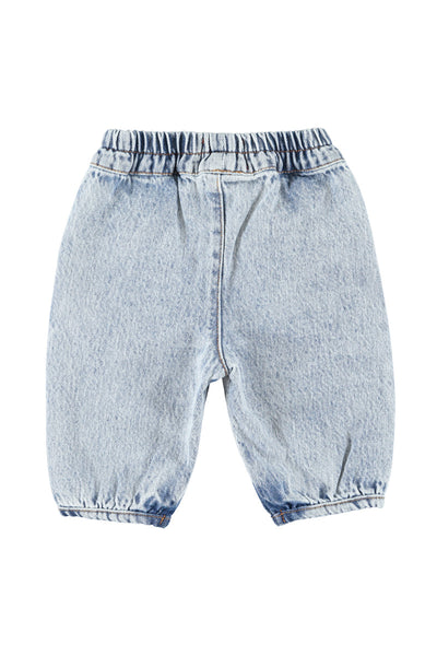 Jeans in denim blu medio per neonati Piupiuchick AW26.BB2611B DENIM 