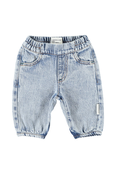 Jeans in denim blu medio per neonati Piupiuchick AW26.BB2611B DENIM 