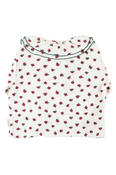 Camicia in mussola con stampa all over per neonata e bambina Piupiuchick AW26.BM2605A FLOWERS 