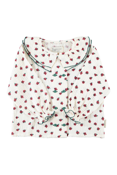 Camicia in mussola con stampa all over per neonata e bambina Piupiuchick AW26.BM2605A FLOWERS 