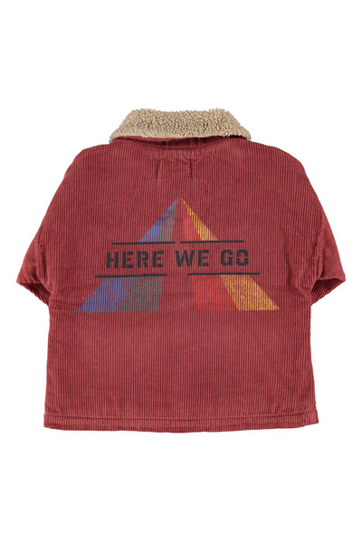 Giacca imbottita in velluto a coste bordeaux per neonati e bambini Piupiuchick AW26.CT2603 BORDEAUX 