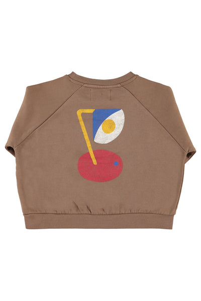 Felpa cioccolato con stampa per neonati e bambini Piupiuchick AW26.FLP2606A CAPTAIN 