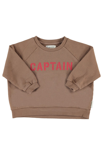 Felpa cioccolato con stampa per neonati e bambini Piupiuchick AW26.FLP2606A CAPTAIN 