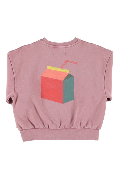 Felpa malva con stampa per neonati e bambini Piupiuchick AW26.FLP2607 LUNCH BREAK 