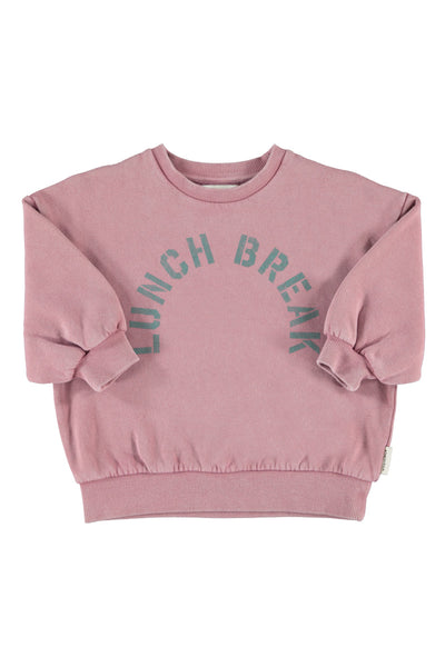 Felpa malva con stampa per neonati e bambini Piupiuchick AW26.FLP2607 LUNCH BREAK 