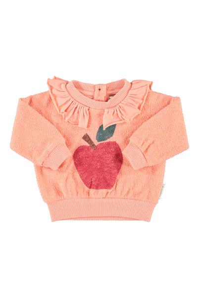 Felpa in spugna rosa con stampa per neonata Piupiuchick AW26.FLP2610 APPLE 