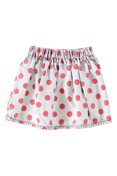 Gonna in denim a pois rossi per neonata e bambina Piupiuchick AW26.MN2610 RED DOTS 