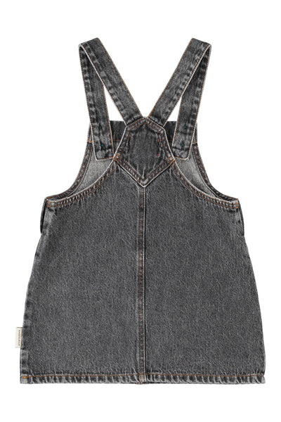 Salopette in denim grigio per neonata e bambina Piupiuchick AW26.MN2615 APPLE PRINT 