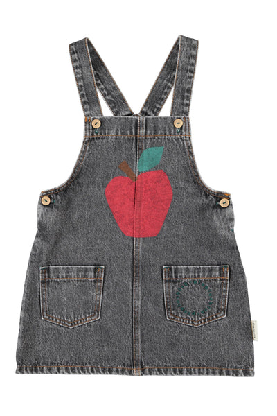 Salopette in denim grigio per neonata e bambina Piupiuchick AW26.MN2615 APPLE PRINT 